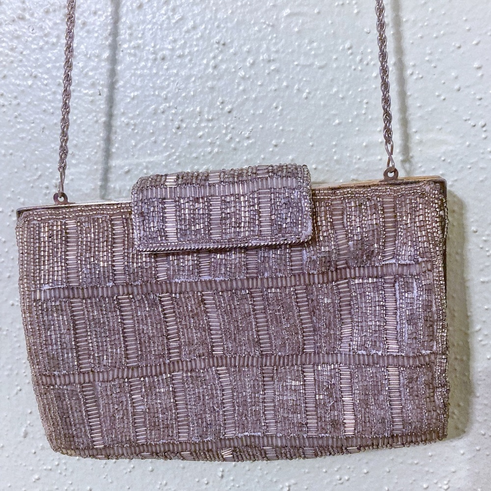 Vintage beaded Elegant Clutch Bag - Silver